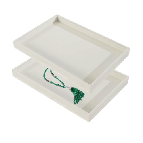 Justsoso 2pcs/Set Velvet Jewelry Tray, Grids Large Storage Tray for Bracelet Bangle Beads Display, Jewellery Organizer Box Tray for Home Drawer or Shop Store Selling Show (Beige Velvet)