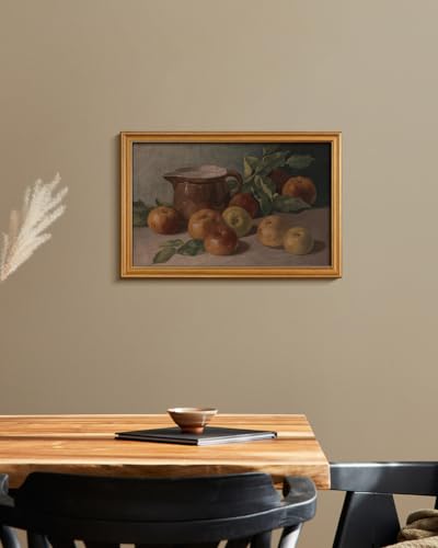 Image of HUARCEY Gold Framed Vintage Wall Art for Living Room, Harvest Apples Still Life Oil Painting Artwork Shelf Decor Abstract Wall Pictures Large Prints Farmhouse Fruit Room Decor Bedroom Kitchen Bathroom