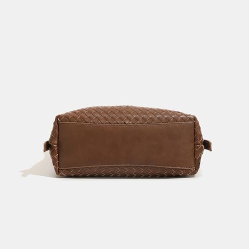 Image of Woven Leather Tote Bag For Women Crossbody Shoulder Bag Large Hobo Handbags Vegan Female Bag Vegetable Basket