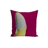Imprimé en France Fabulous Housse de Coussin Banane Nappée sur Fond Fushia 40x40cm