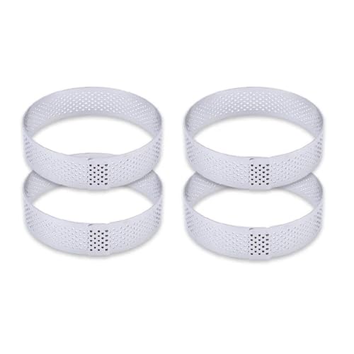 Anillo Para Tartas Molde for tarta de acero inoxidable de 6, 8 y 10 CM, anillo for Tartlet, moldes for pasteles y Mousse, galletas, pastelería, cortador circular, anillo perforado Para Hornear(4PCS 8C