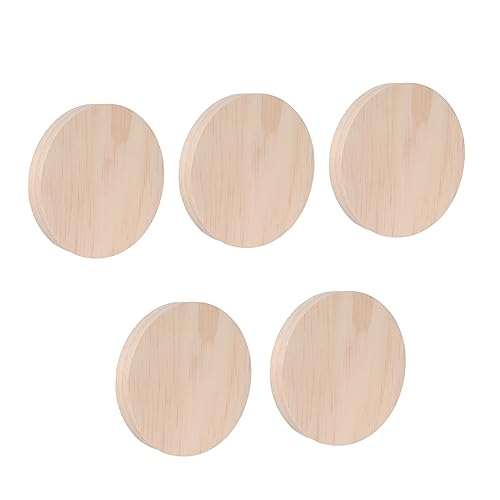 Beatifufu 5pcs Wooden Ornaments Round Board DIY Material Sturdy Craft Accessory for DIY Projects