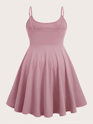 Image of WDIRARA Women's Plus Size Spaghetti Strap Sleeveless Flared Hem A Line Cami Dress