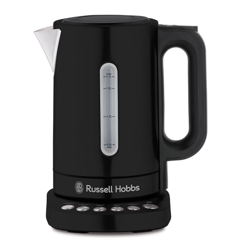 Russell Hobbs Electric kettle [1.7L] Addison Kettle Matte Black (Variable Temp, 5 Presets, Keep Warm function, Removable washable anti-scale filter, Blue LED Indicator, 3000W) 27730