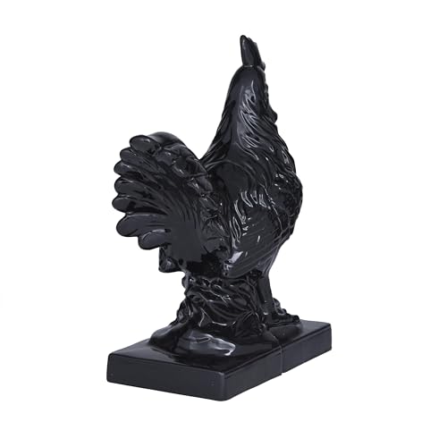 The-Novogratz-Ceramic-Rooster-Bookends-with-Enamel-Exterior-Set-of-2-9-11H-Black The Novogratz Ceramic Rooster Bookends with Enamel Exterior Set of 2 9 11H Black