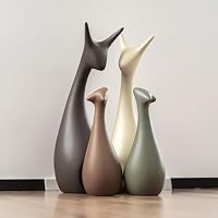 Set Decorativo De 4 Ciervos De Cerámica - Familia De Ciervos Para Estantería, Dormitorio O Salón, Diseño Nórdico