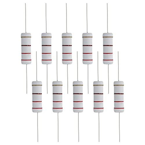 Image of FOCMKEAS 10 PCS 220 Ohm Resistor Axial Lead, 5W 5% Tolerance Metal Oxide Film Resistor, Flame Proof for DIY Electronic, Audio-Video Projects