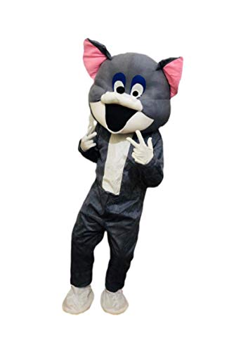 Image of BookMyCostume Grey Mischievous Cat Cartoon Mascot Costume For Theme Birthday Party & Events | Adults | Full Size Adults