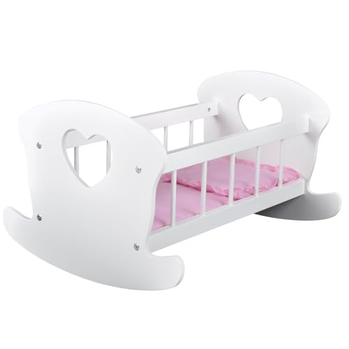 Bandits & Angels Puppenbett aus Holz Sweet Dreams weiß mit Herz –...