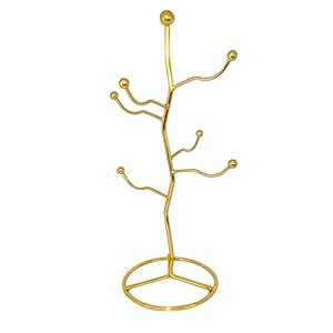 Mug Holder, Countertop Mug Tree, Coffee Mugs & Tea Cup Storage Rack, Coffee Counter Bar Accessory & Kitchen Organizer, Gold Cup Display Stand for Home Party, Type 2