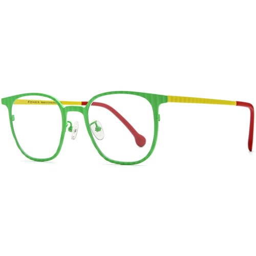 Image of FONEX Colorful Pure Titanium Glasses Frame Women Retro Round Eyeglasses F85782