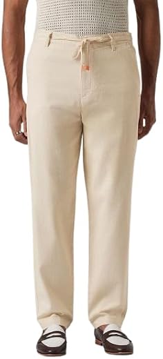 Banana Club Men's Linen-Look Cotton Trouser in White - Comfortable Cotton Fabric, Regular Fit Design, Versatile and Soft C...