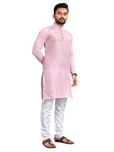 men's jecquerd kurta pajama set tunic treditional kurta payjama wear for puja and eid (B-PK)