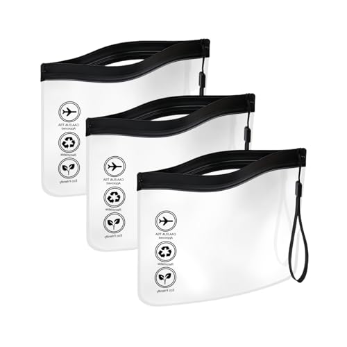 ENNSOO Clear Makeup Bag, Water Proof Travel Toiletry Bags For Women Men, Portable Travel Size Toiletries, Can Be Used To Hold Cosmetics And Liquids, 3 Pcs, Black