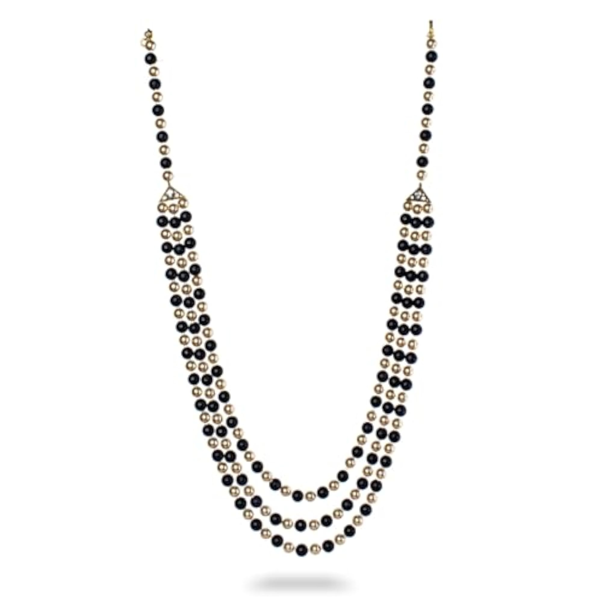 3-Layer Sutrakar Necklace with Premium Pearls & Blue Sandstone