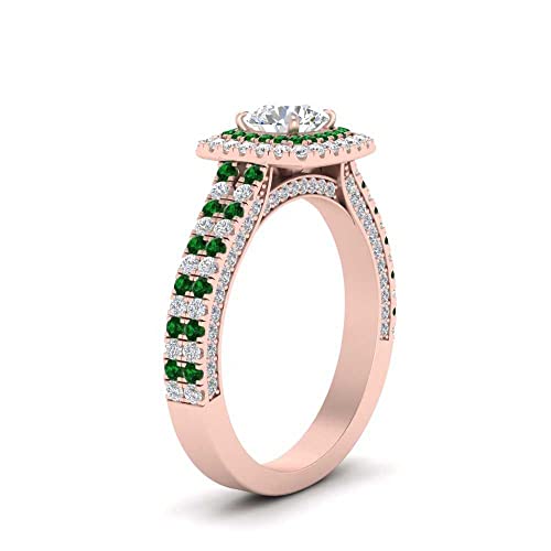 Image of 55Carat Choose Your Gemstone Double Band Square Halo Diamond CZ Ring 18K Rose Gold Plated Round Shape Halo Engagement Rings Everyday Jewelry Wedding Jewelry Handmade Gifts for Wife US Size 4 to 12