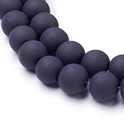 Perlin Frosted Glass Beads Ball Black Beads 10 mm Matt Strange Iced Pearl R60