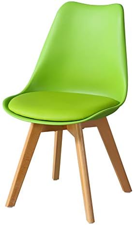 TUKAILAi 1PCS Green Retro Style Dining Chairs with Solid Wood Legs and Padded Seat Lounge Chairs Kitchen Chairs Living Room Chairs