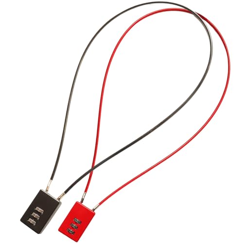 2 Pezzi Lucchetti Cavo Acciaio, Antifurto Cavo 50 cm,Lucchetto combinazione 3 cifre, Diametro filo di acciaio 3 mm,per Casco da Moto,Bagagli,Palestra, Armadietto, Valigia, cassaforte(Rosso e nero)
