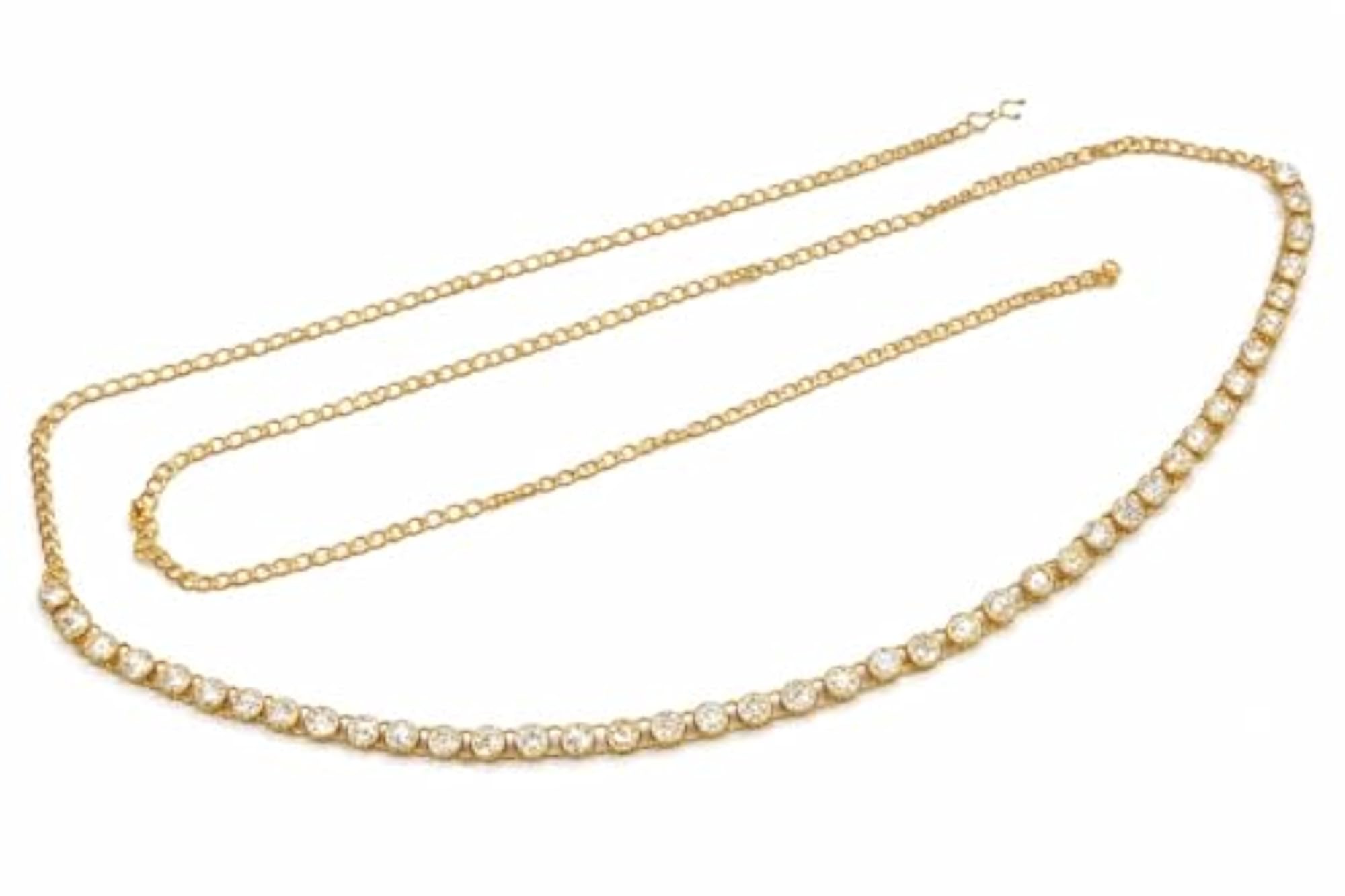 White Stone Kamarband, Gold-Tone Chain Belt