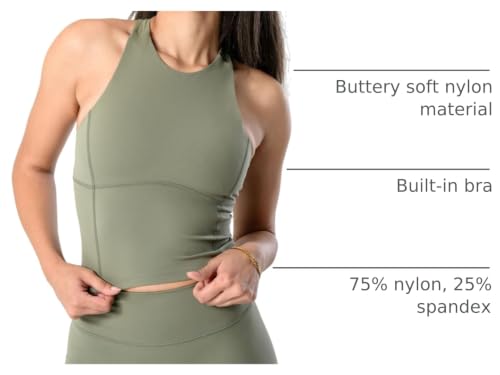 Image of Kamo Fitness Ellyn Tank Top Crop Sports Bra for Women Soft Padded Built-in Bra Longline Yoga Running Workout