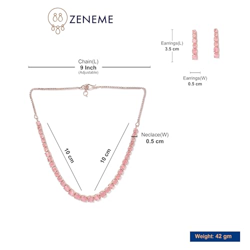 Classic Style AD American Diamond Rose Plated Circle Necklace Set
