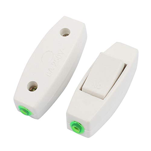 Aexit Boîtier plastique blanc 2 pièces OFF/ON In Line Cord Switch Switch AC 250V 6A HS510698Q705848O Cover
