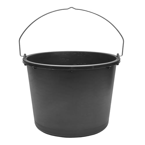 Garronda Baueimer 5 Pack 12 L robuster Mörteleimer aus recyceltem Kunststoff mit Metallhenkel stabiler Putzeimer und Maurerkübel für Baustelle Garten und Haushalt GD-0168