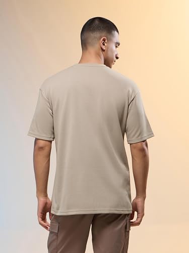 Image of TECHNOSPORT Men Printed Oversized Round Neck T-Shirt with COTFLEX, Dry Fit Sports Tee, Oversized Activewear T-Shirt for Gym, Running, Sports & Casual Wear