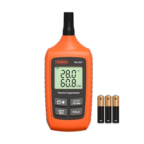 Temperature Humidity Meter Digital Psychrometer, Thermometer Hygrometer with Dew Point &amp; Wet Bulb, Max/Min, Data Hold, LCD Backlight