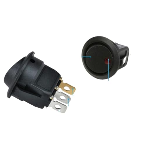 Interruptor rocker KCD1 220V con luz LED amarilla redonda para control ON/OFF SPST 4