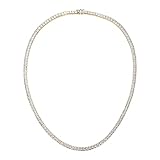 Tennis Necklace 18K Yellow Gold Plated| 3.0 Square Cubic Zirconia Cut Bezel Setting Faux Diamond Tennis Chain Choker for Women and Men 18 inches
