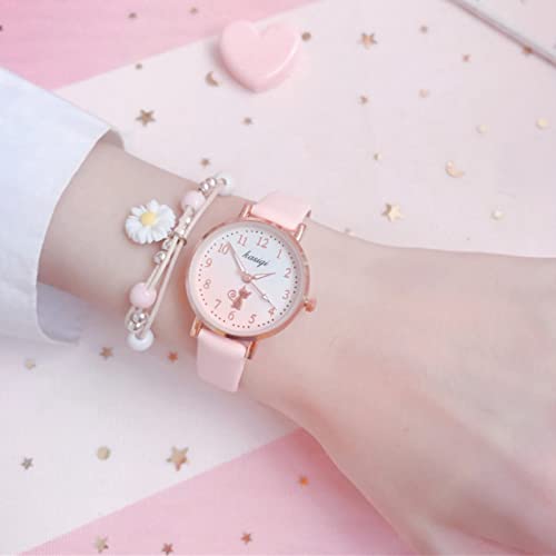 Scicalife Kid Watches Children Watch Adorable Cat Design Wrist Watches Wrist Watches For Students (Pink Strap) Toddler Watch #TOP4