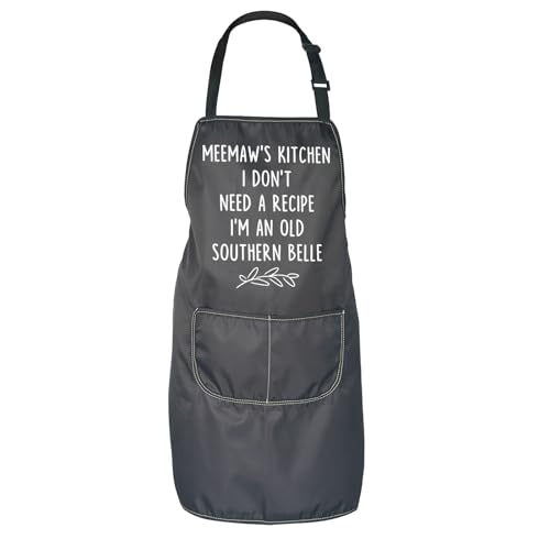 JNIAP Funny Meemaw's Kitchen Gift I don't Need a Recipe I'm a Southern Belle Apron Southern Grandma Gift (Meemaw's Kitchen Apron)