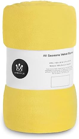 Kingole Flannel Fleece Microfiber Throw Blanket, Luxury Yellow Twin Size Lightweight Cozy Couch Bed Super Soft and Warm Plush Solid Color 350GSM (66 x 90 inches)