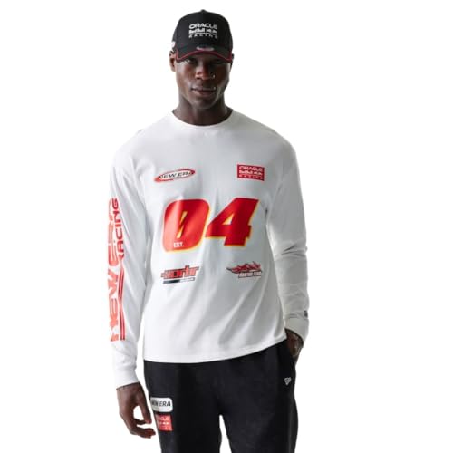 T-shirt manches longues RB Racing blanc avec imprimé graphique dynamique pour homme