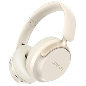 C5 Active Noise Cancelling Headphones, Wireless Over Ear Bluetooth Headphones, 3EQ Modes via Button, 60H Playtime Lightweight Folding Stereo Bass Headset with Mic, for Travel Home Beige White