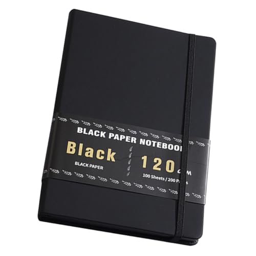 Gogogmee Cuaderno de Papel Negro Páginas para Dibujo y Diario Cuaderno de Esbozo con Papel Grueso sin Líneas Libreta Portátil para Gel y Tinta Blanca para Adultos y Uso Artístico