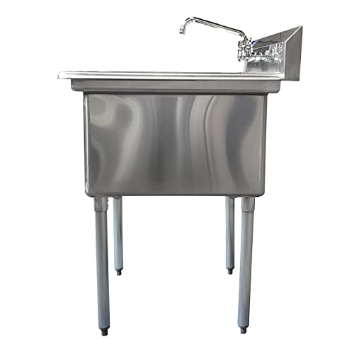 Stainless Steel Prep & Utility Sink With Faucet | 304 Stainless Steel | Nsf | Inner Bowl Size: 24" X 24" | Overall Size: 30" X 29.5" | Restaurant, Kitchen, Laundry, Garage #TOP3