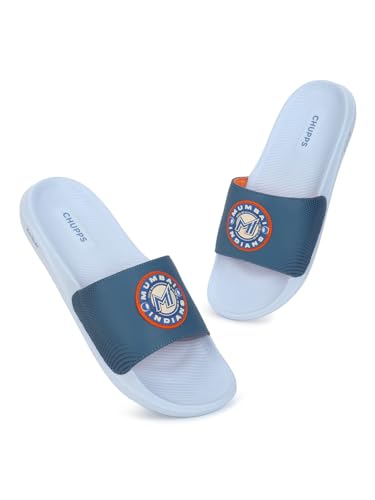 Image of CHUPPS Mi Ace Orange Navy Drift Orthopedic Slippers | Soft Footpharma Footbed | Breathable Ventilation Holes | Lightweight Flip Flops | Anti-Skid Chappals for Everyday For Mens