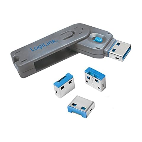 LogiLink AU0043 USB Port-Blocker Schloss (1x Schlüssel und 4x Schlösser) grau Cover