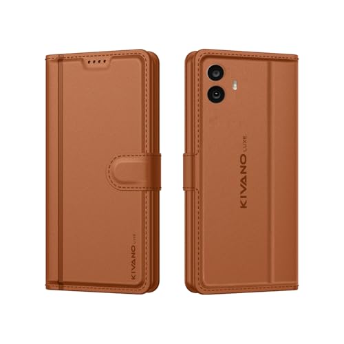 Image of KIVANO LUXE Compatible for CMF by Nothing Phone 1 5G Luxury Handmade Leather Magnetic Flip Folio Case | Card Holder & Kickstand | Slim Protective Cover | Unisex - Brown