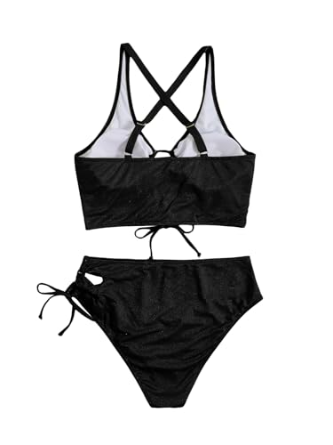 Image of SOLY HUX Women's Plus Size Bikini Set Sexy Swimsuit Lace Up Tummy Control 2 Piece Bathing Suit