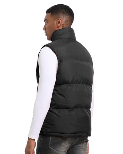 Mens Puffer Vest Winter Warm Puffy Vest Jacket for Men Stand Collar Sleeveless Coat with Pockets Casual Outwear2