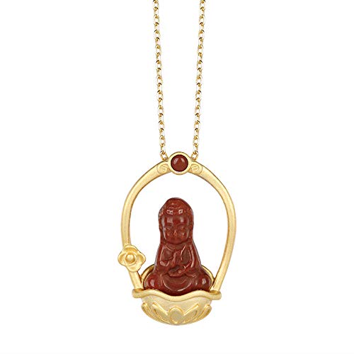 Collier en argent pour femme avec pendentif bouddha zen en agate