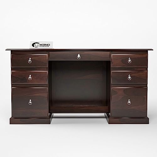 Image of Solid Sheesham Wooden Study Table & Desk with Drawer for Office and Home | Computer Laptop Table | Reading & Writing Desk | Laptop Desk (Walnut)