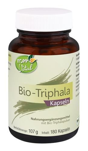 KOPP Vital® Bio-Triphala | 180 Kapseln | 107 g | natürliche Qualität und Reinheit | hochdosierte Triphala | Bio-Anbau | Ayurveda | vegan