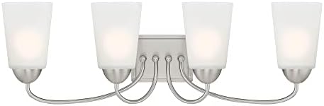 DESIGNERS FOUNTAIN Malone 4-Lights Vanity Light Fixture, 28.75 Inch Wall Mount Sconce for Bathroom, Bedroom or Mirror, Brushed Nickel, D267M-4B-BN