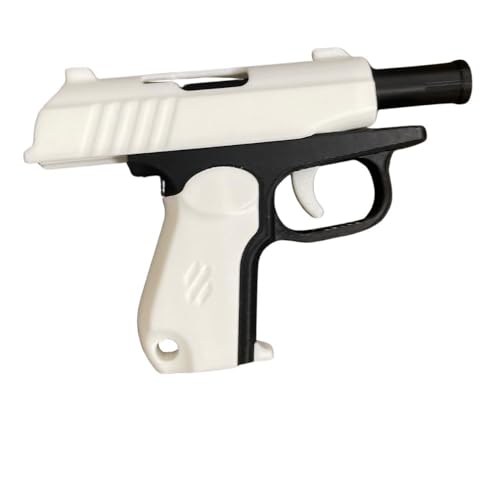 Image of Mini Gun Shaped Keychain, Creative Novelty Key Holder Accessory for Keys, Bags & Collectible Display Item (White-Black)