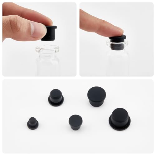 Image of GORGECRAFT 50Pcs 5 Sizes Black Silicone Stopper Tube Seal Plug 6.5-14mm Inner Diameter Salt and Pepper Shakers Stopper Reusable Waterproof Replacement Insert Hole Plug End Covers for Bottles Pipes